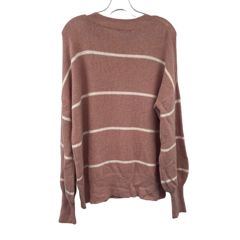 Doe & Rae Women's Striped Pullover Sweater Pink/White Size Large - Picture 7 of 9